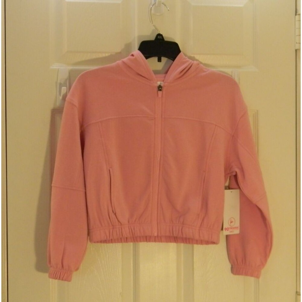 NEW Pink Hoodie Sweater 90 Degree by Reflex Full Zip Pockets NWT Girls Medium 10